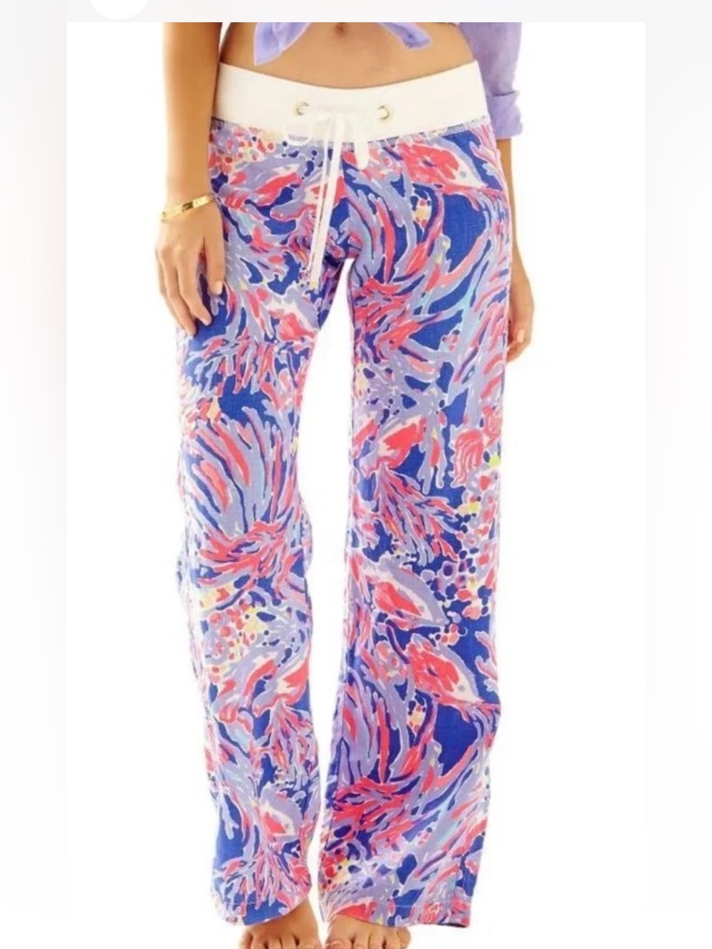 Lilly Pulitzer The beach pant in Iris Blue Shrimp Size Small